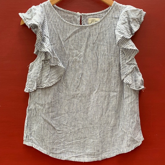 J. Crew Tops - J Crew Ruffle Top in Stripe